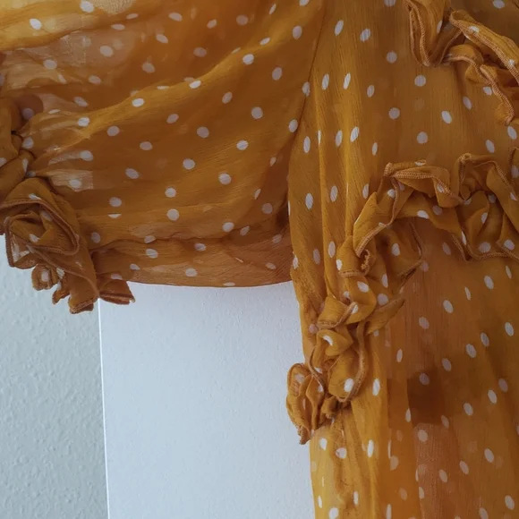 Sezane Mustard Yellow Polka Dot Top - Picture 7 of 8